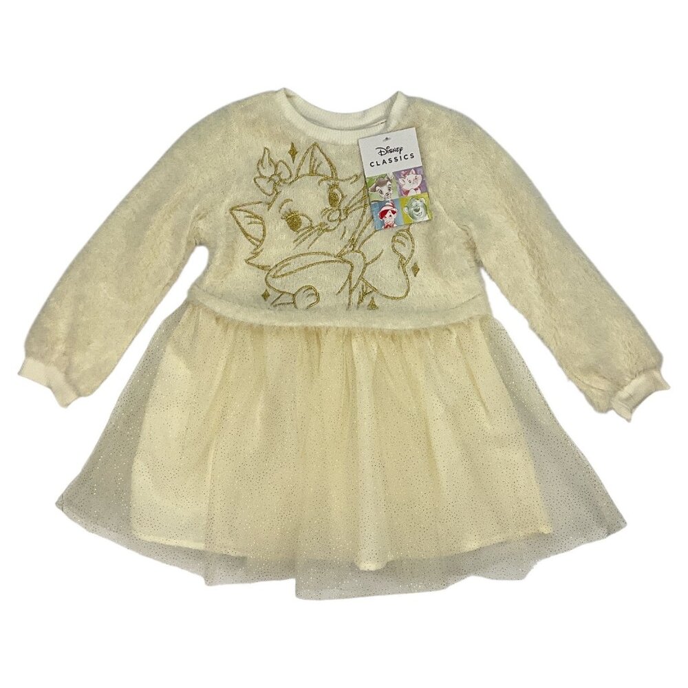 Disney Classics Girls Marie Eyelash Knit Tutu Dress 4T Cream